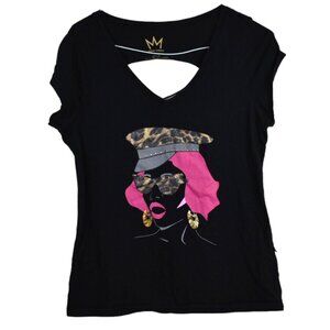 Nicki Minaj Shirt XL Womens Graphic Print Cut Out Back Cotton Grunge